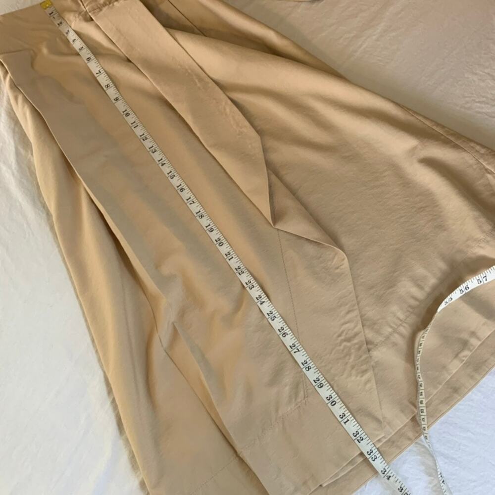 Massimo Dutti Belted Wrap Midi Skirt Beige Size 2 Minimalist A-Line - Picture 5 of 8